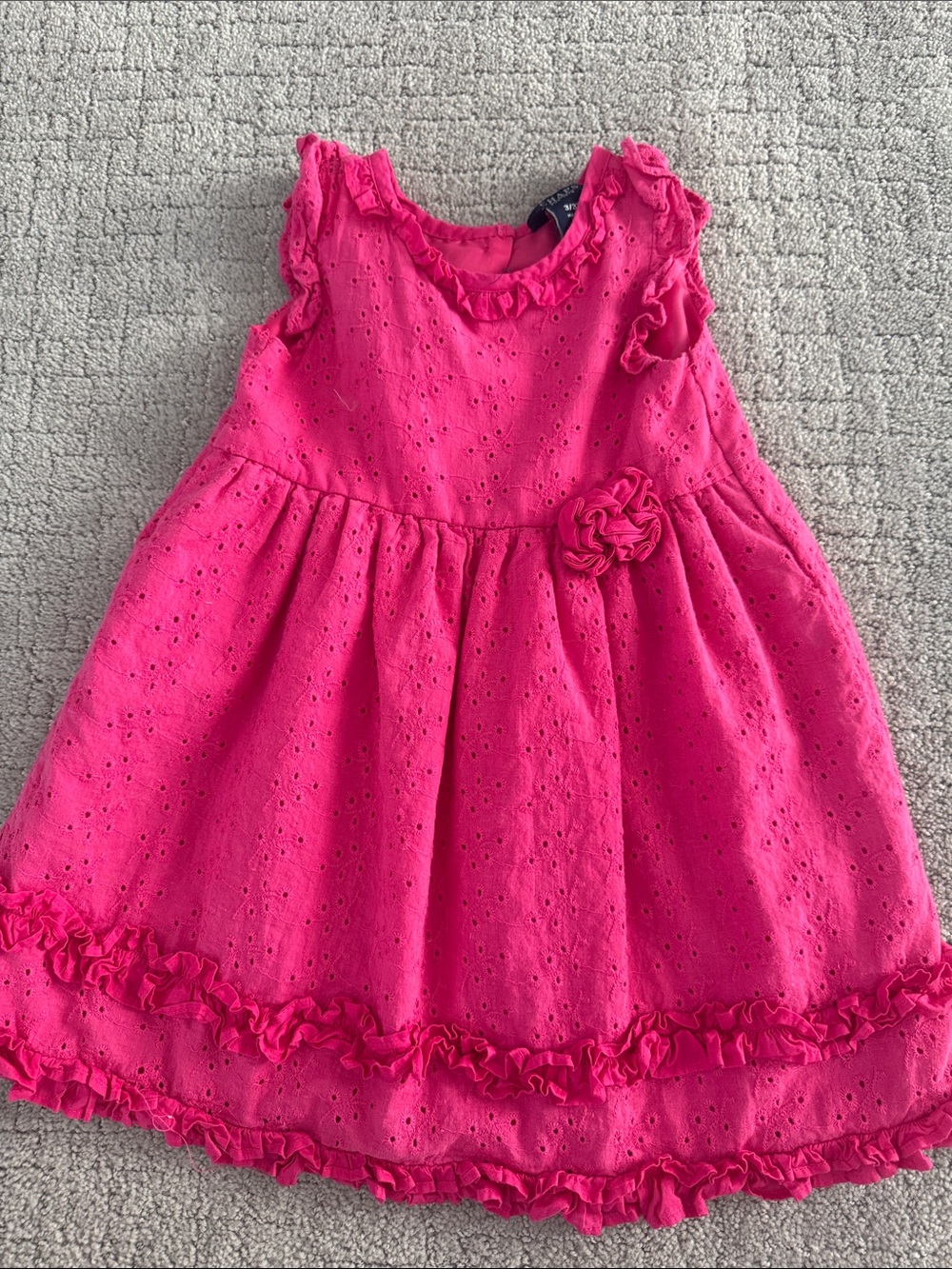 Chaps Girls' Hot Pink Eyelet Ruffle Dress